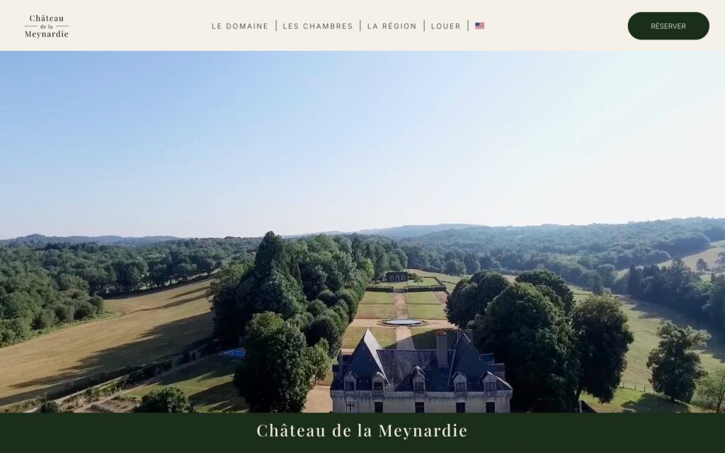 Site Château de la Meynardie — page d’accueil, version ordinateur
