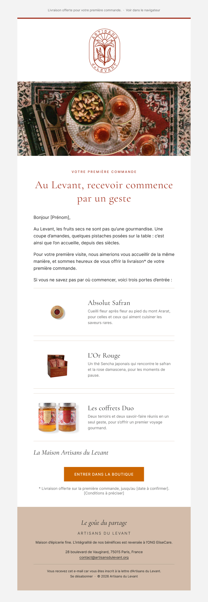 Artisans du Levant — e-mail de Noël