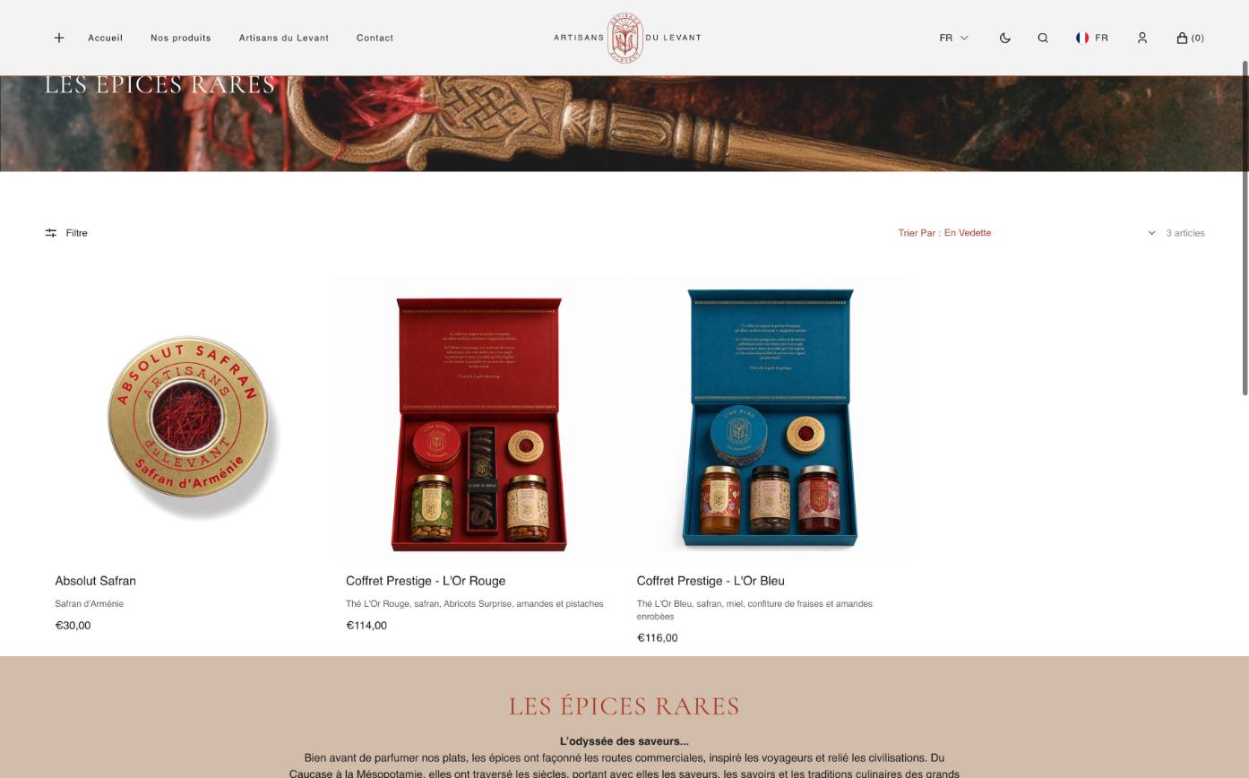 Artisans du Levant — collections et coffrets