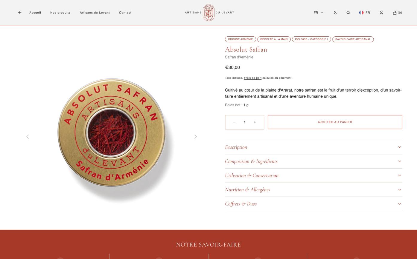 Artisans du Levant — fiche produit