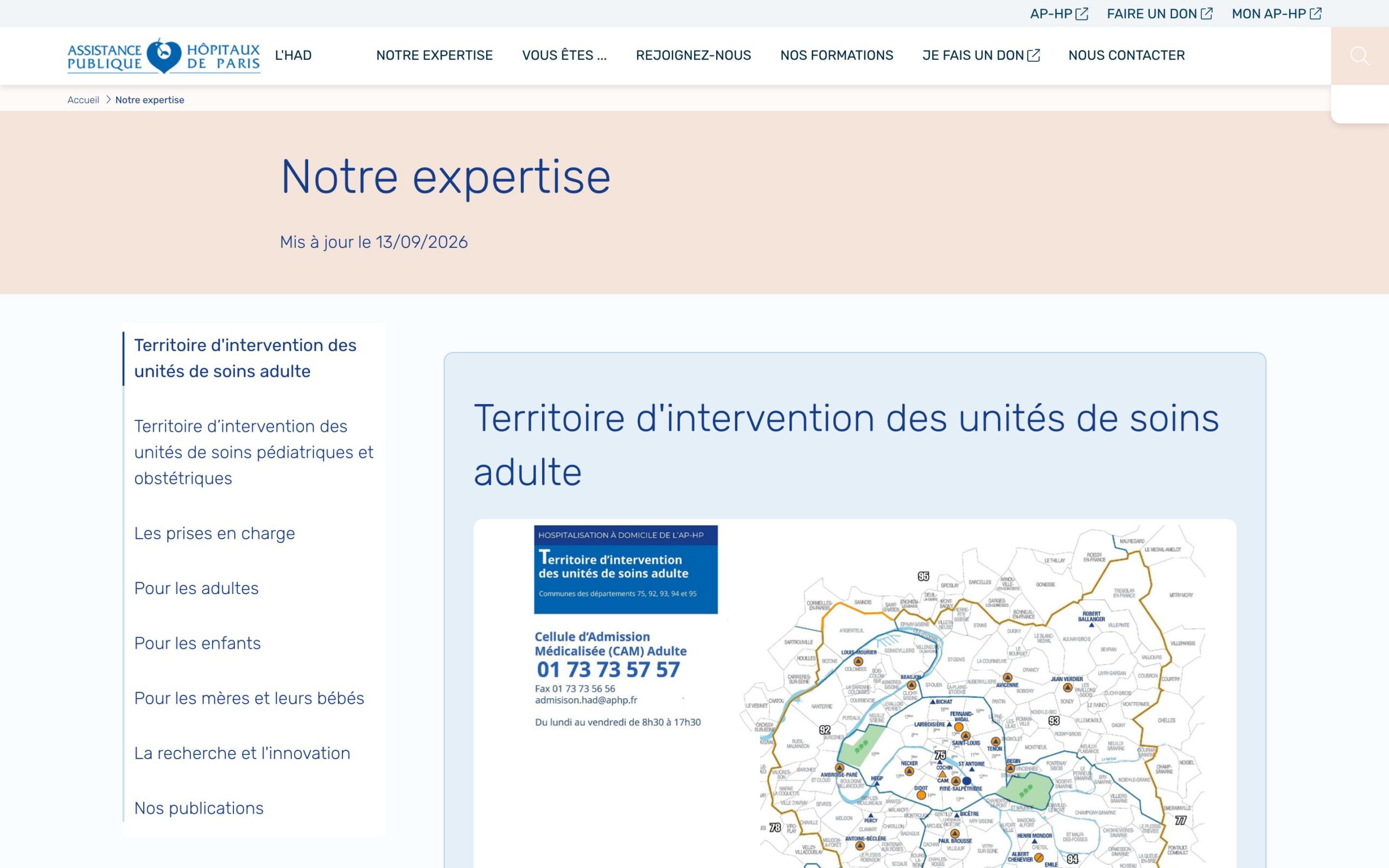 Site HAD AP-HP — page notre expertise, version ordinateur