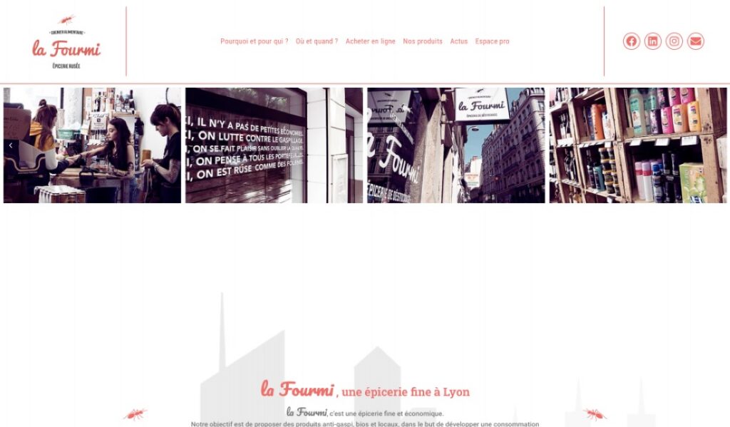 Site de l’épicerie La Fourmi — page d’accueil