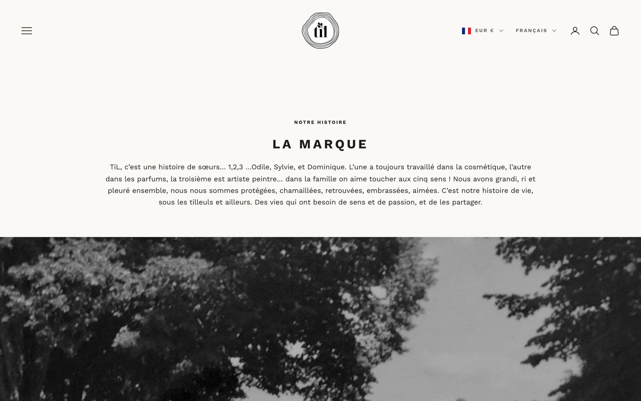 Site TiL Beauty — page la marque, version ordinateur