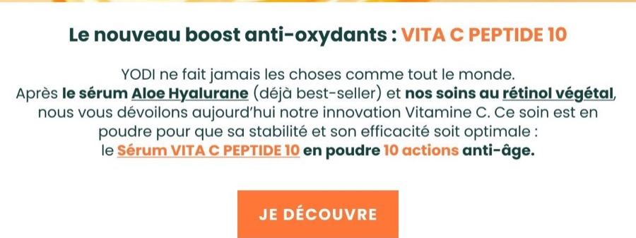Bloc de newsletter Yodi — accroche et bouton