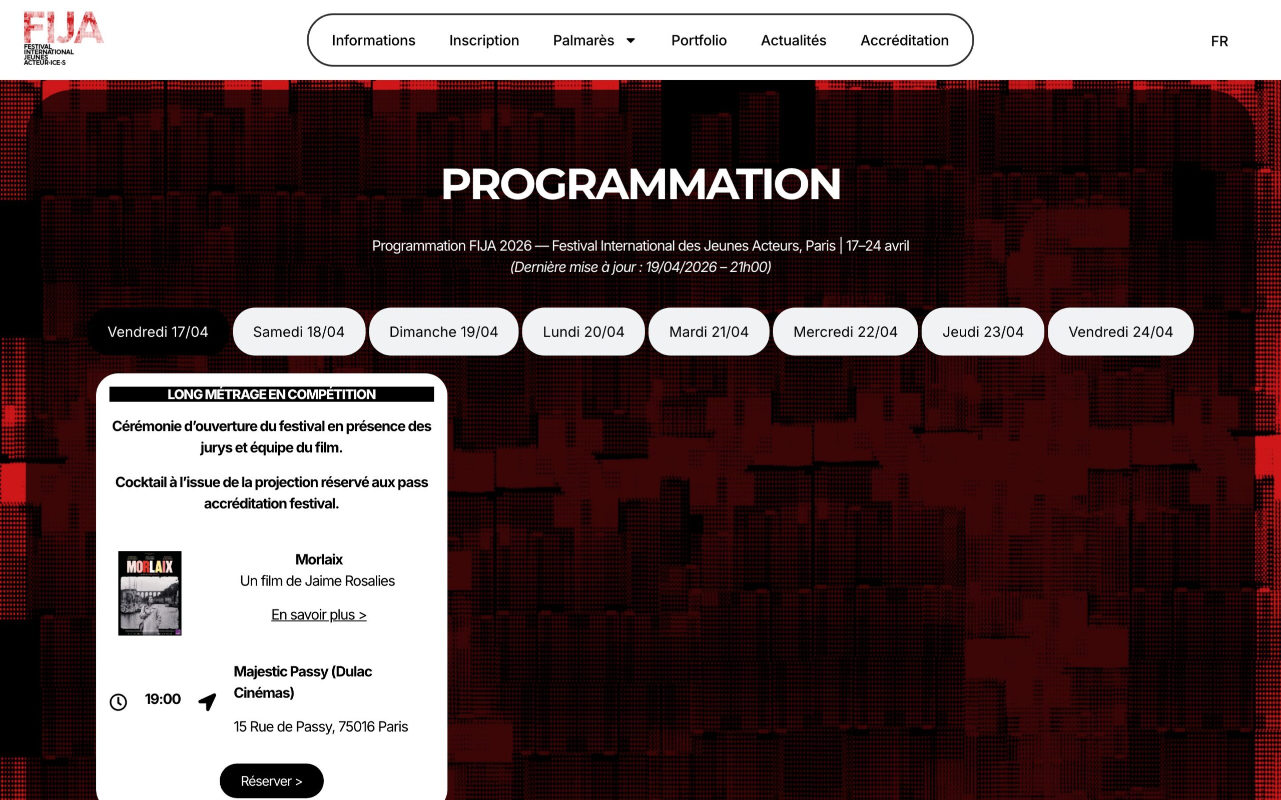 Site FIJA — page programmation, version ordinateur