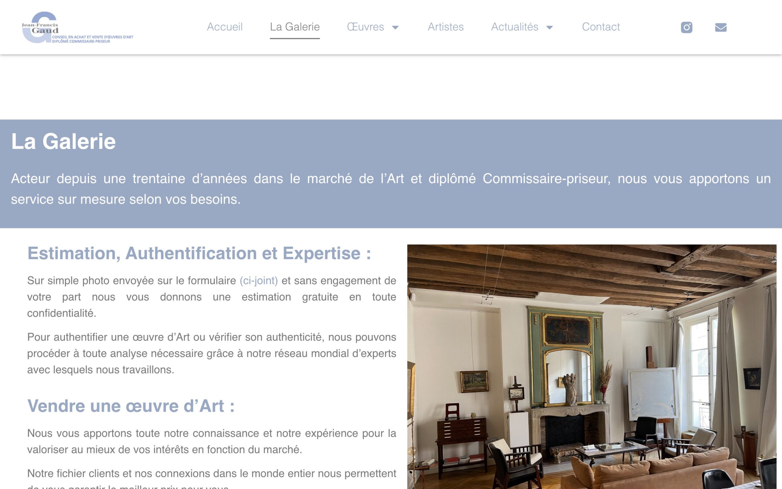Site Jean-Francis Gaud — page la galerie, version ordinateur