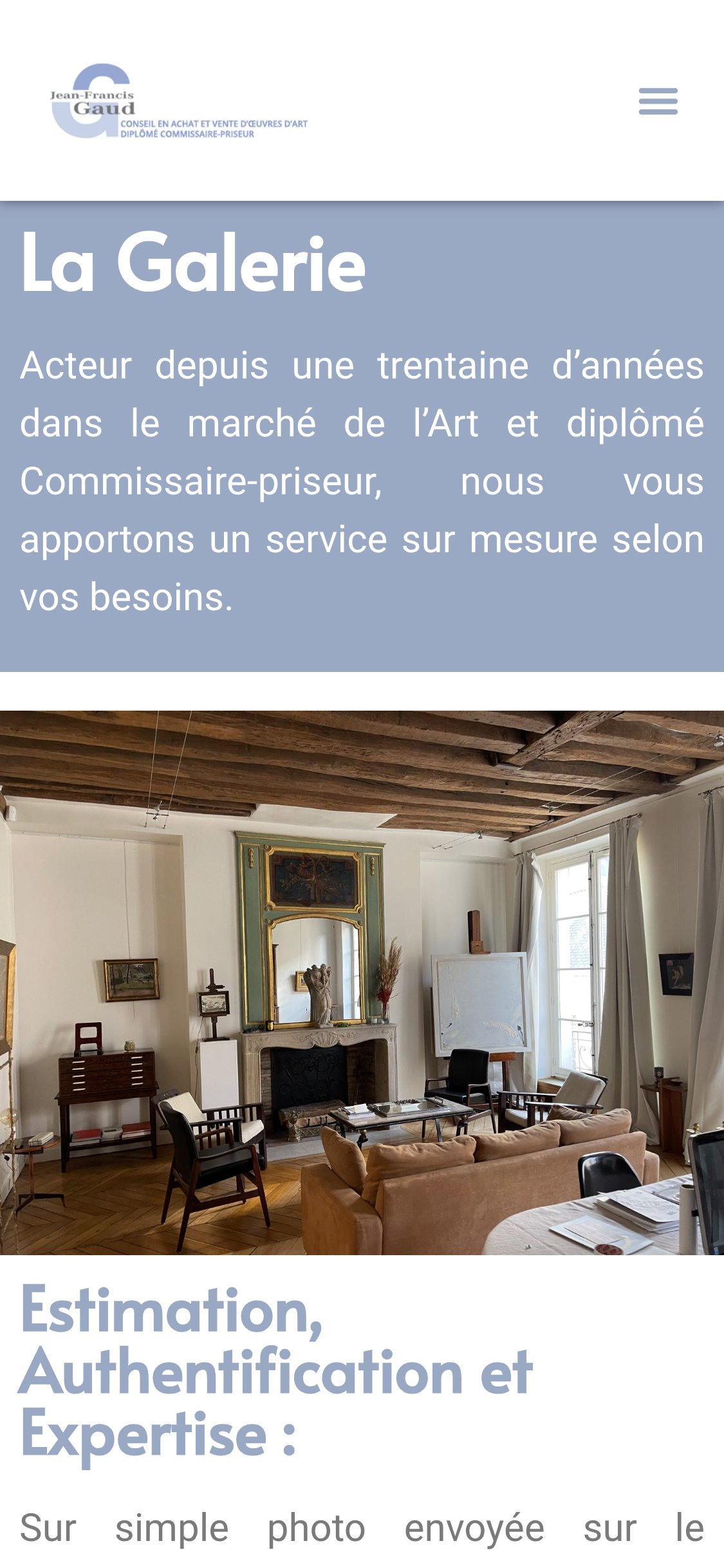 Site Jean-Francis Gaud — page la galerie, version mobile