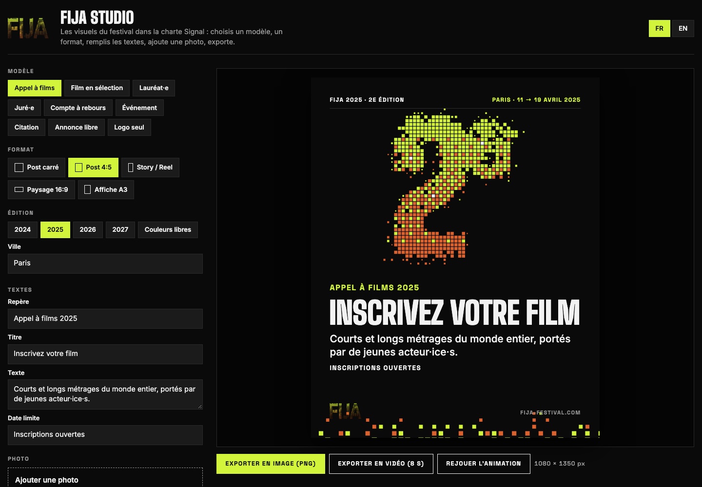 FIJA Studio, visuel généré : appel 2025