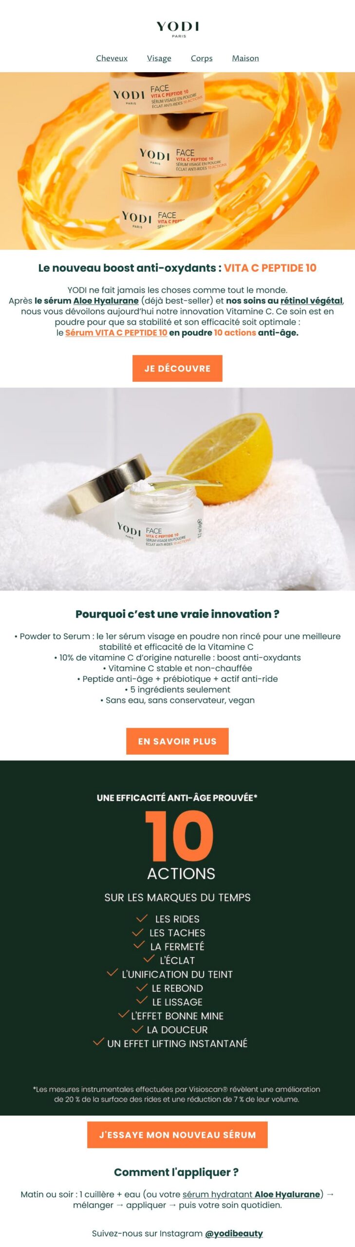 Newsletter Yodi « Vita C Peptide 10 » — e-mail complet