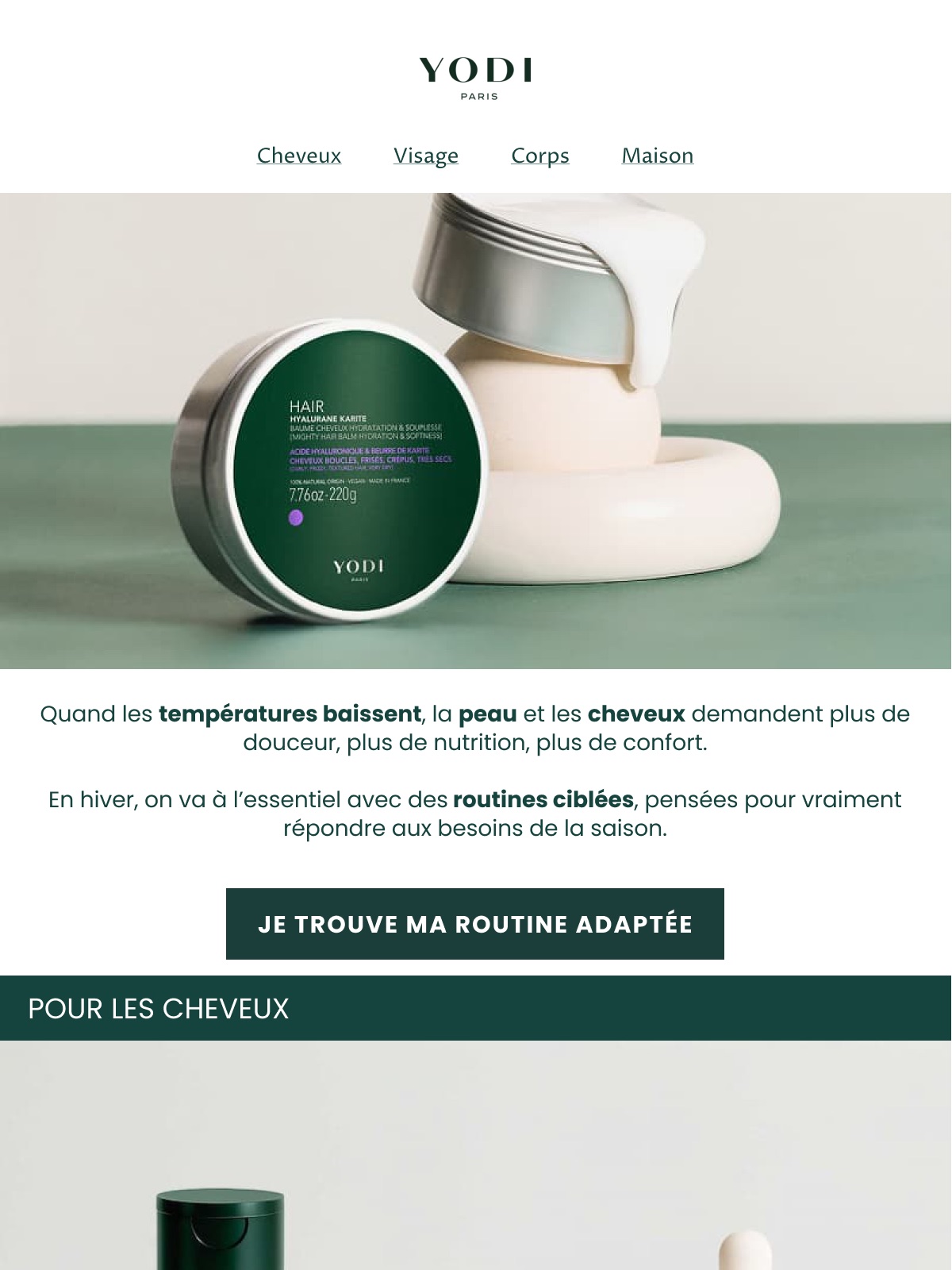 Newsletter Yodi « Anti-froid, hiver » — haut de l’e-mail